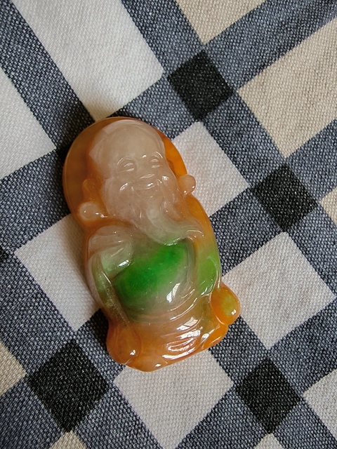 古玩玉器“染色”非天然翡翠掛件真品鑒賞圖