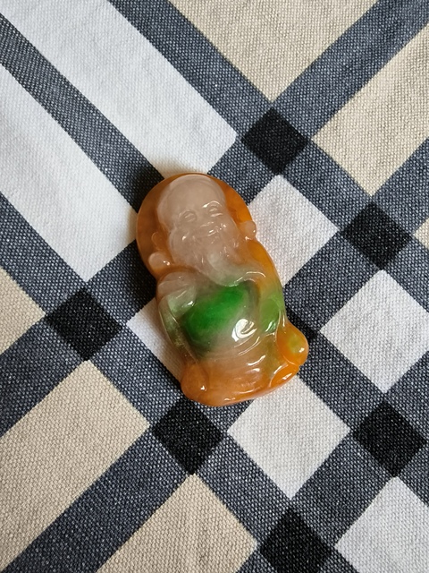 古玩玉器“染色”非天然翡翠掛件真品鑒賞圖