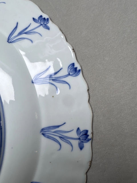 古玩陶瓷青花狩獵圖花口盤真品鑒賞圖