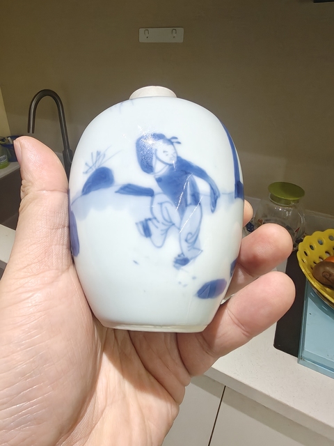 古玩陶瓷清康熙 青花人物紋小罐真品鑒賞圖