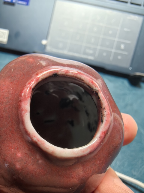 古玩陶瓷清晚期紅釉水盂真品鑒賞圖