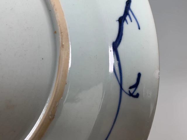 古玩陶瓷清康熙·青花加彩竹葉紋折沿盤拍賣，當前價格191元