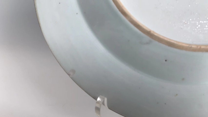 古玩陶瓷清康熙·青花加彩竹葉紋折沿盤拍賣，當前價格191元