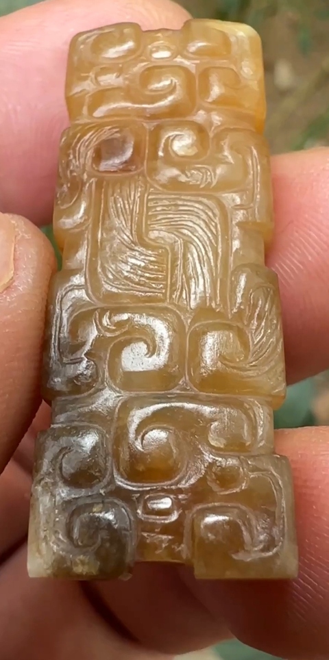 古玩玉器龍紋玉勒子真品鑒賞圖