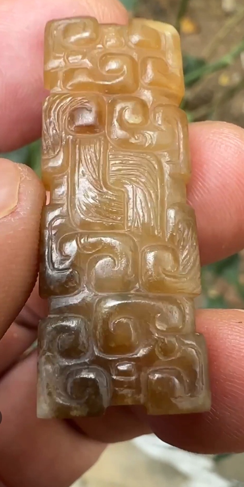 古玩玉器龍紋玉勒子真品鑒賞圖