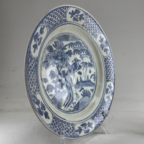 古玩陶瓷青花鳳穿牡丹紋大盤真品鑒賞圖