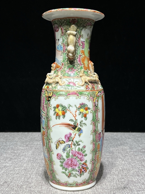 古玩陶瓷人物廣彩瓶真品鑒賞圖