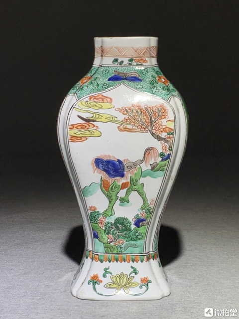 古玩陶瓷花鳥瑞獸五彩瓶真品鑒賞圖