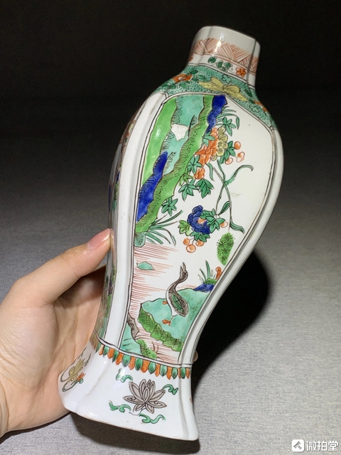 古玩陶瓷花鳥瑞獸五彩瓶真品鑒賞圖