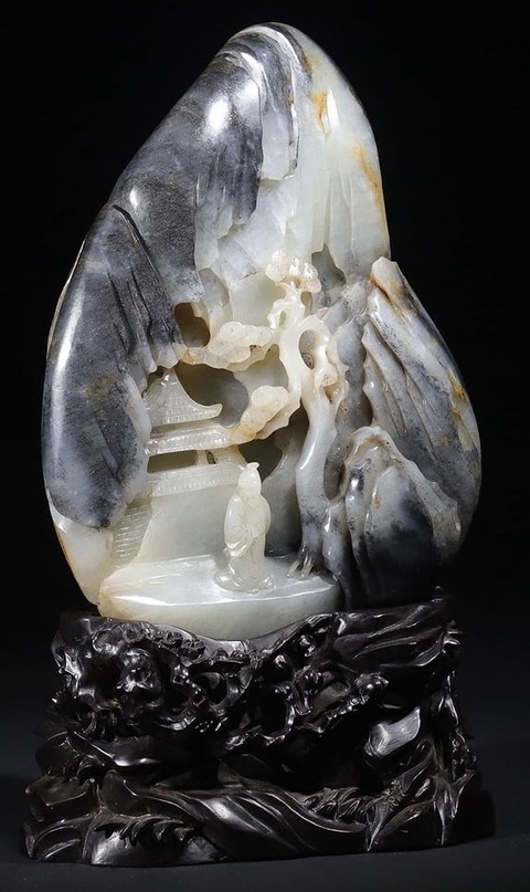 古玩玉器和田玉雕“人物故事”山子擺件真品鑒賞圖