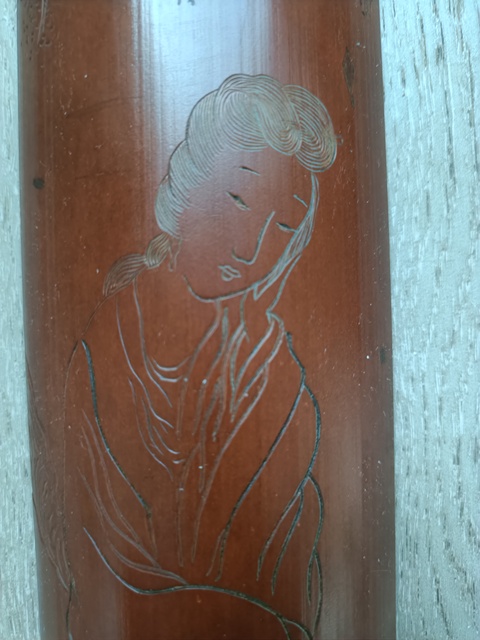 古玩雜項竹雕臂擱真品鑒賞圖