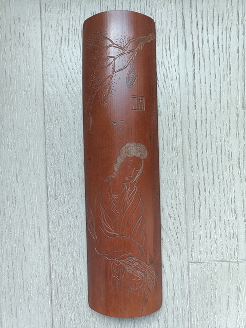 古玩雜項竹雕臂擱真品鑒賞圖