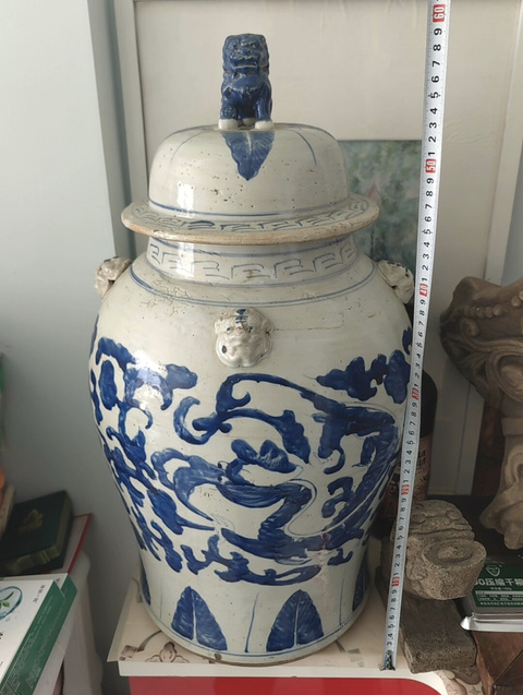 古玩陶瓷青花龍穿花卉紋將軍罐真品鑒賞圖