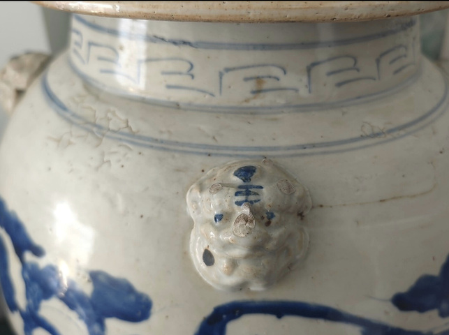 古玩陶瓷青花龍穿花卉紋將軍罐真品鑒賞圖