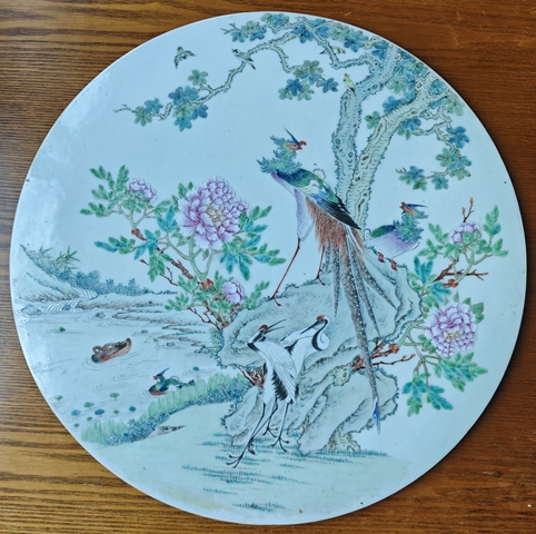 古玩陶瓷清晚期粉彩五倫圖瓷板真品鑒賞圖