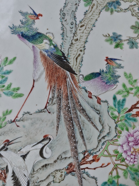 古玩陶瓷清晚期粉彩五倫圖瓷板真品鑒賞圖