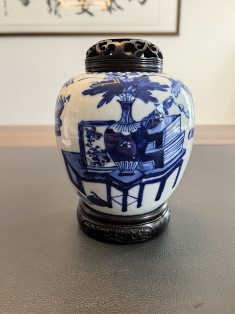 古玩陶瓷晚清青花博古圖罐真品鑒賞圖