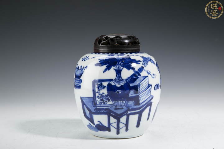 古玩陶瓷晚清青花博古圖罐真品鑒賞圖