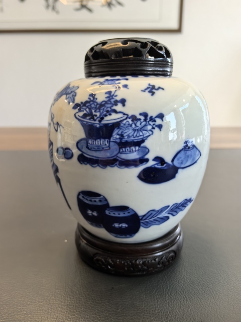 古玩陶瓷晚清青花博古圖罐真品鑒賞圖