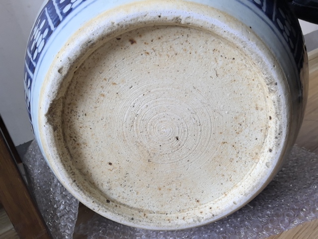 古玩陶瓷清中期青花鳳穿牡丹圖畫卷缸大缸拍賣，當(dāng)前價(jià)格19980元