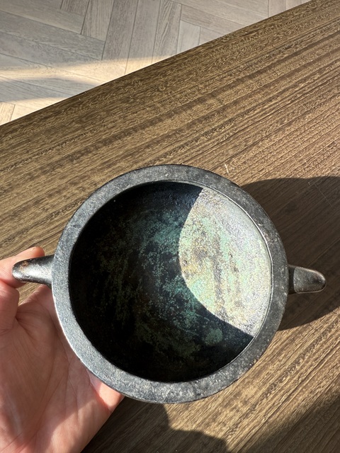 古玩銅器蚰龍耳爐真品鑒賞圖