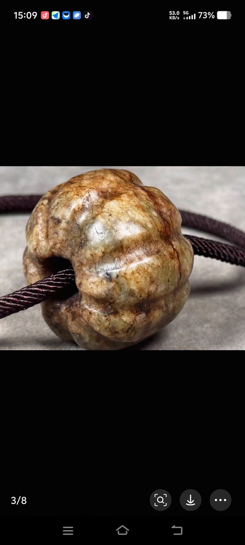 古玩玉器和田玉雕“瓜棱珠”真品鑒賞圖