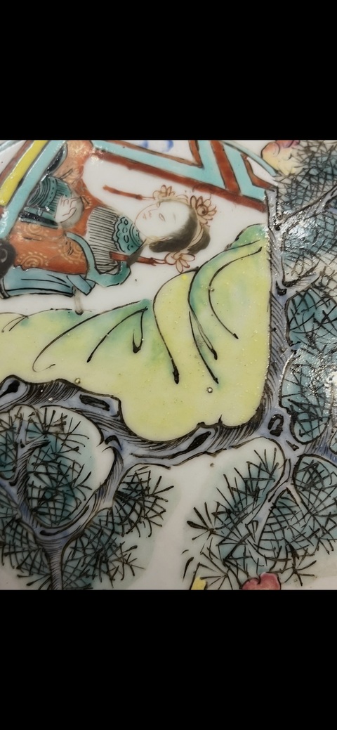 古玩陶瓷粉彩人物故事紋撇口瓶真品鑒賞圖