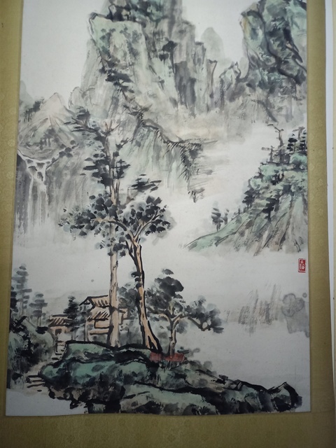 古玩字畫陳金言青綠山水立軸真品鑒賞圖