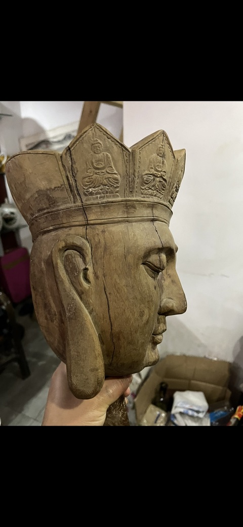 古玩雜項木佛頭真品鑒賞圖