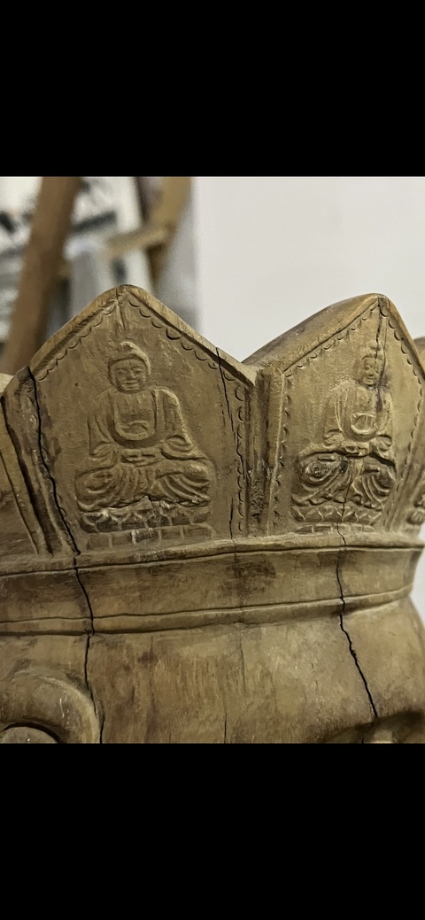 古玩雜項木佛頭真品鑒賞圖