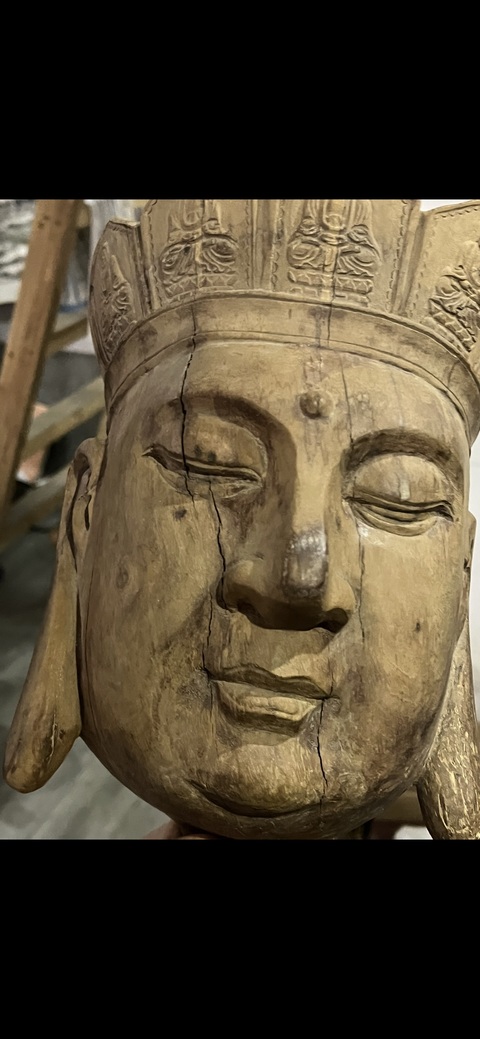 古玩雜項木佛頭真品鑒賞圖