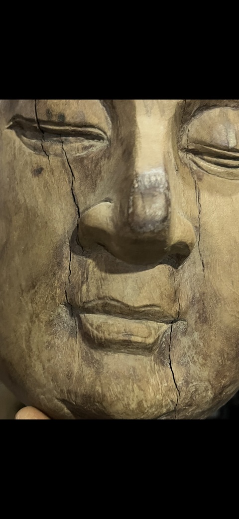 古玩雜項木佛頭真品鑒賞圖