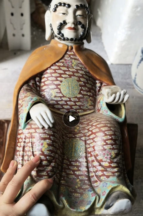 古玩陶瓷粉彩雕像真品鑒賞圖