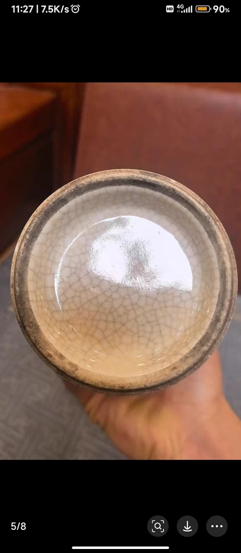 古玩陶瓷民國哥釉五彩瓶真品鑒賞圖