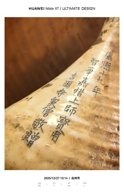 古玩雜項現代仿刻清代老法螺真品鑒賞圖