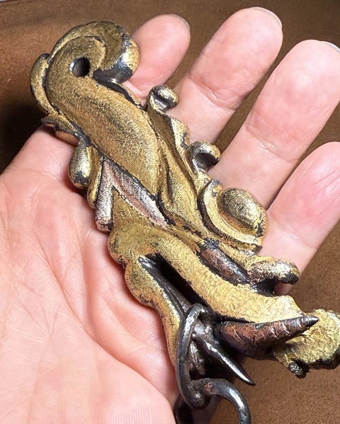 古玩雜項鎏金龍形掛飾真品鑒賞圖