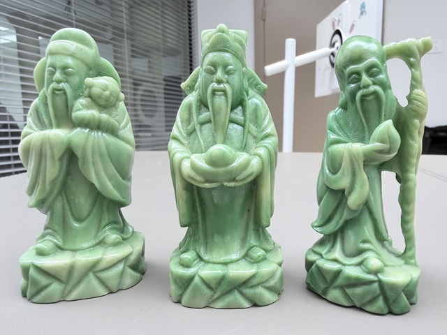 古玩雜項人工材料模鑄福祿壽三星雕件真品鑒賞圖