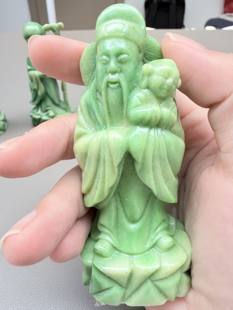 古玩雜項人工材料模鑄福祿壽三星雕件真品鑒賞圖