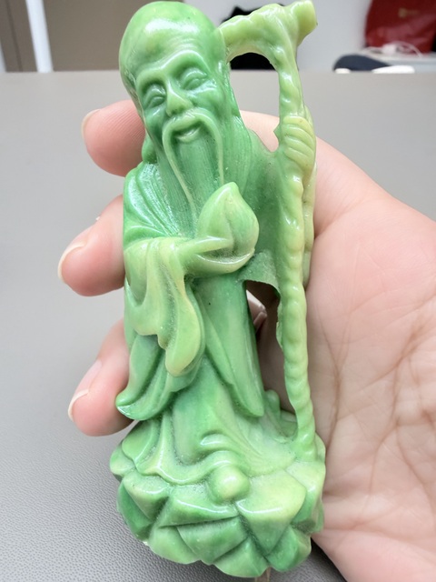 古玩雜項人工材料模鑄福祿壽三星雕件真品鑒賞圖