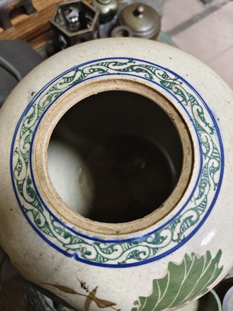 古玩陶瓷青花五彩西瓜罐真品鑒賞圖