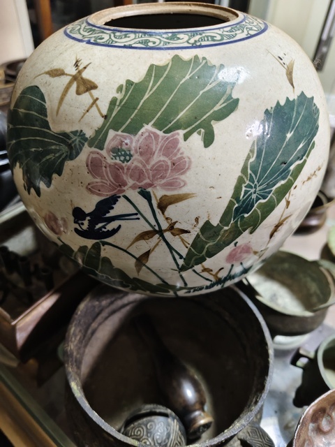 古玩陶瓷青花五彩西瓜罐真品鑒賞圖