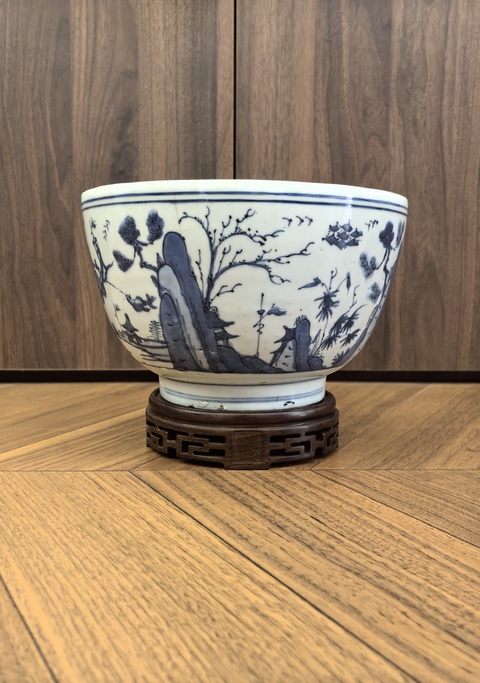 古玩陶瓷明晚期青花（神舟幻想）案缸拍賣，當前價格18888元