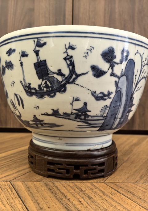 古玩陶瓷明晚期青花（神舟幻想）案缸拍賣，當前價格18888元