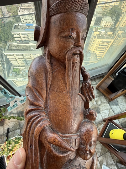 古玩雜項竹雕壽星（童子獻壽）真品鑒賞圖