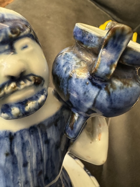 古玩陶瓷青花人物瓷塑擺件真品鑒賞圖