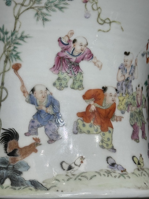 古玩陶瓷粉彩筆筒真品鑒賞圖