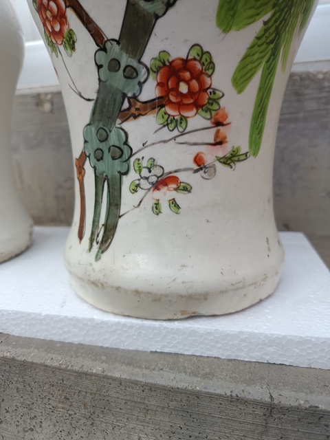 古玩陶瓷民國磁柳樹黃鶯花觚真品鑒賞圖