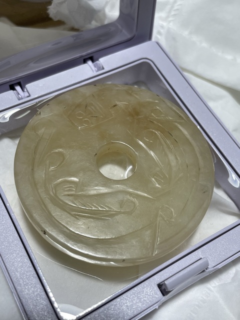 古玩玉器清代和田玉璧真品鑒賞圖