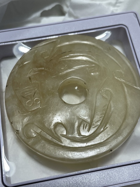 古玩玉器清代和田玉璧真品鑒賞圖