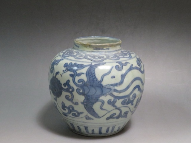 古玩陶瓷青花鳳紋罐真品鑒賞圖